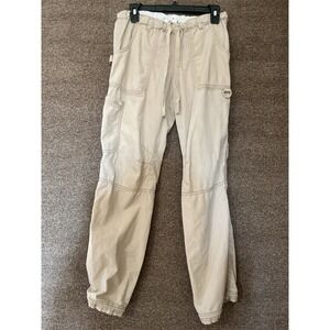 Koi Kathy Peterson Cargo Scrub Pants Tan/Khaki Joggers S Drawstring Ankle
